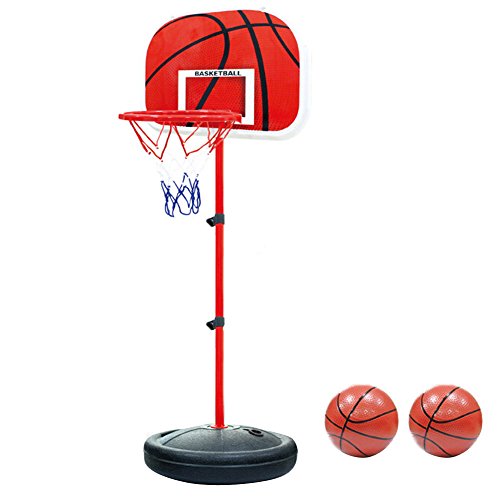 PELLOR Einstellbare Basketballständer, Basketballkorb mit Ständer Höhenverstellbar Basketball-Backboard Ständer Hoop Set für Kinder (Rot, 150CM) von PELLOR
