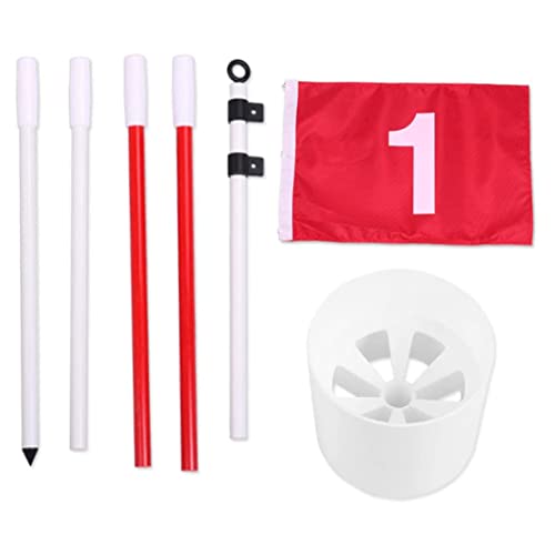 Golf-Flaggsticks tragbare Pin-Flaggen-Lochpolbecher-Set mit splittierbarem 5-Sektion-Design für Gartengarten Rot, Golf-Flagtsticks von Peosaard