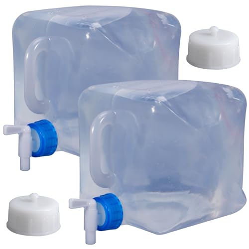 Peosaard 2pcs Wasserbehälter 5L Wasserträger faltbar Campingwasserbehälter mit Wasserhahn und Klarer Wasserkanister für Außenwanderungs -Rucksacke, Wasserbehälter, Wasserbehälter von Peosaard