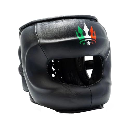 Playerz Italiano Bar-Kopfschutz, Gesichtsschoner, Sparring-Kopfschutz für Boxen, Muay Thai, Kickboxen und MMA-Training, Vollgesichts-Leder-Kopfbedeckung von Playerz Boxing Est 2020