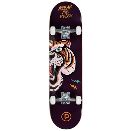 Playlife Skateboard Tiger, 31" / 8" - 79cm / 20,5cm, mit 52x36mm 90A Rollen, ABEC 5 Kugellager, Art. nr.: 880311 von Playlife