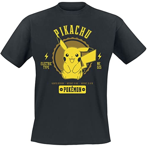 Pokémon Pikachu Männer T-Shirt schwarz XXL 100% Baumwolle Anime, Fan-Merch, Gaming von Pokémon