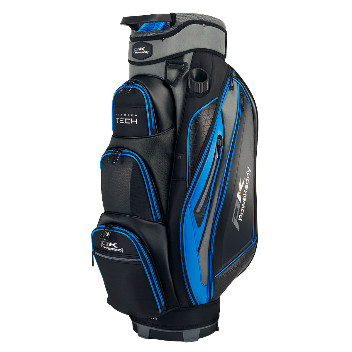 PowaKaddy Premium Tech Golf Cart Bag, Gunmetal/black/blue | American Golf von PowaKaddy