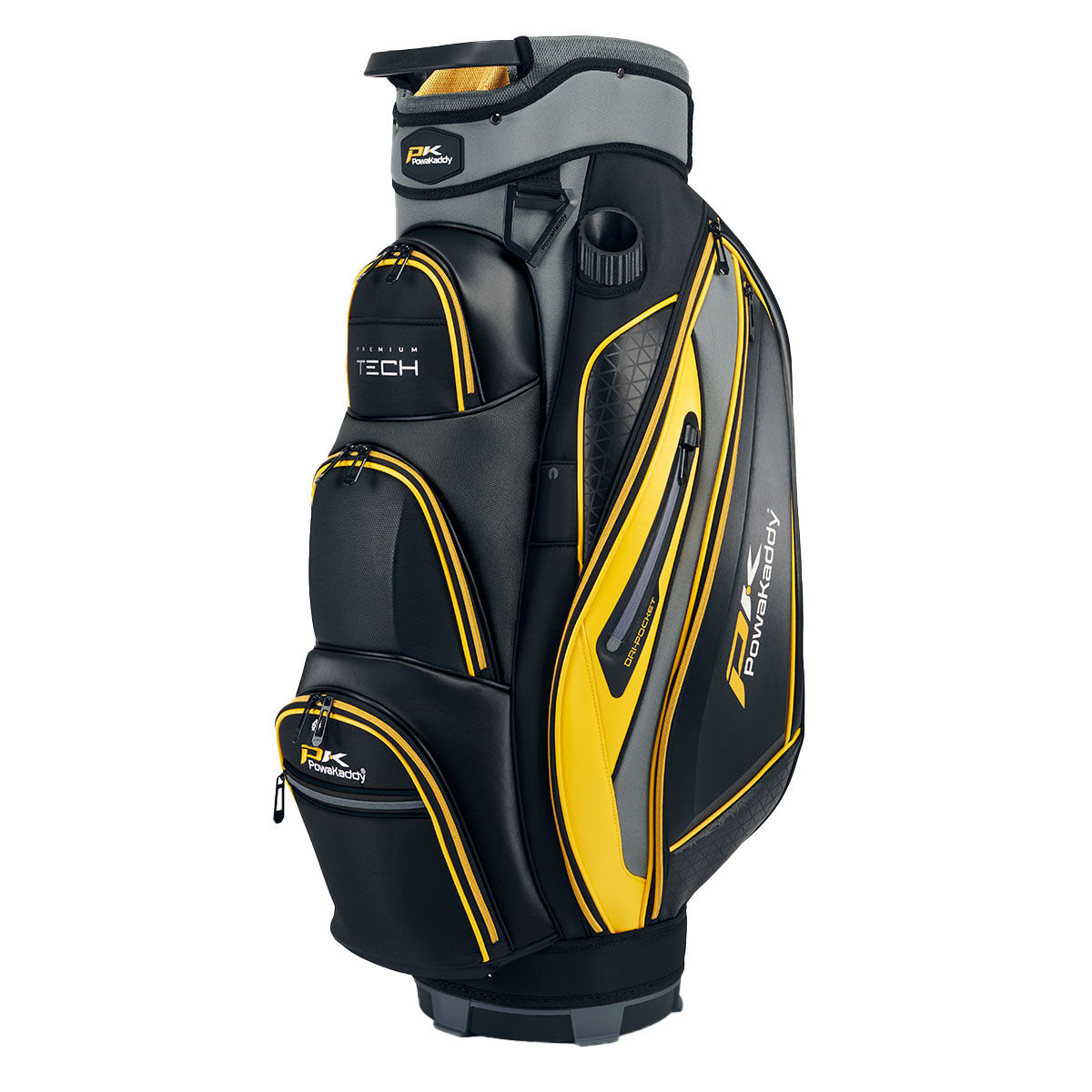 PowaKaddy Premium Tech Golf Cart Bag, Gunmetal/yellow | American Golf von PowaKaddy