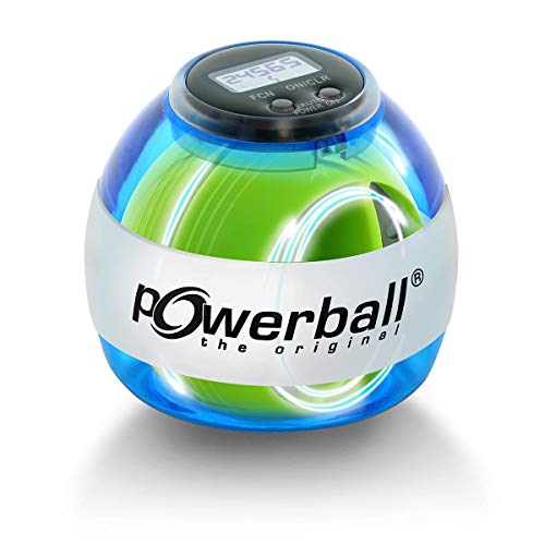 Powerball Max Blue, gyroskopischer Handtrainer mit blauem Lichteffekt inkl. Drehzahlmesser, transparent-blau, das Original von Kernpower von Powerball