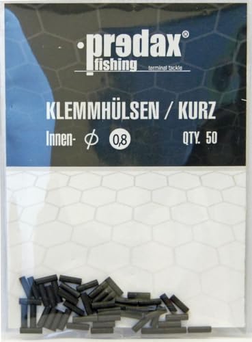 Predax Klemmhülsen - 50 Quetschhülsen für Stahlvorfächer, Durchmesser/Länge:0.8mm / kurze Version von Predax