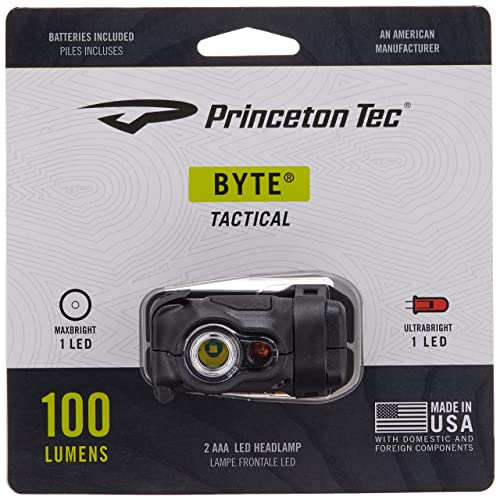 Princeton Tec Byte Taktische Stirnlampe, 200 Lumen, Schwarz, BYT-TAC-BK von Princeton Tec