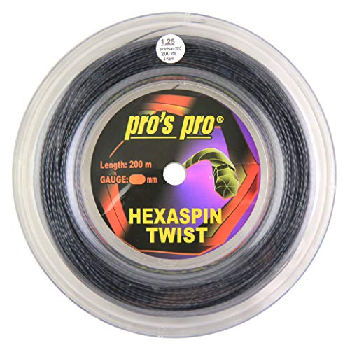 Pro's Pro Hexaspin Twist Tennissaitenspule, 200 m, Schwarz, 1,25 mm von Pro's Pro