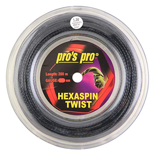 Pro's Pro Hexaspin Twist Tennissaitenspule, 200 m, Schwarz, 1,30 mm von Pro's Pro