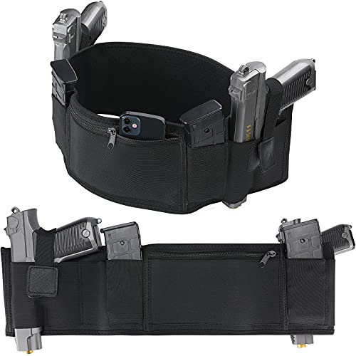 ProCase Bauchbandholster für verborgenes Tragen Verbessert mit Reißverschlusstasche, Verstellbarer elastischer Bauchband aus Neopren für Pistolen für Frauen und Männer -Schwarz von ProCase