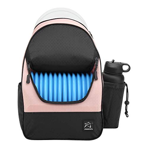 Prodigy Disc BP-4 Disc Golf Backpack - Golf Travel Bag - Holds 16-18 Discs Plus Storage - Tear and Water Resistant - Great for Beginners - Affordable Bag - Lightweight (Pink) von Prodigy Disc