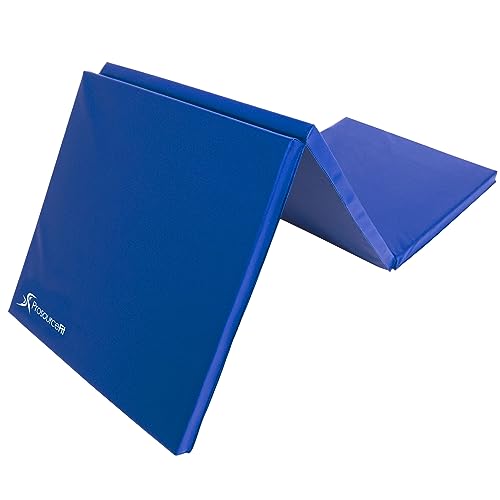 ProsourceFit dreifach faltbare dicke Trainingsmatte 183 cm x 61 cm mit Tragegriffen für MMA, Gymnastik Core-Workouts, blau von ProsourceFit