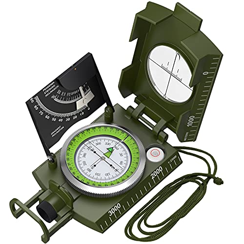 Proster Multifunktionale Kompass Wasserdichter Navigation Klinometer mit Fluoreszierende Anzeige Neigungsmesser mit Tasche für Wandern Camping Klettern Entdeckungen Geologie und Outdoor Aktivitäten von Proster