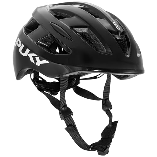 PUKY Helmet M Schwarz | Optimal für Kopfumfang 54-58 cm | Leicht & Belüftet | Robuster Polycarbonat & EPS-Schaum Schutz | Licht-Modul & 360° Sichtbarkeit | Stylisches Design & Farboptionen von Puky