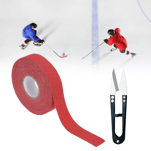 QEEROYO Schläger Tape, Hockey Tape, 25M Self Adhesive Hockey Stick, Hockeyschläger Tape, Anti Slip Hockey Stick Tape, Anti-Rutsch Grip Band für Golf-, Tennis-, Badminton, Mit Schere, Rot von QEEROYO