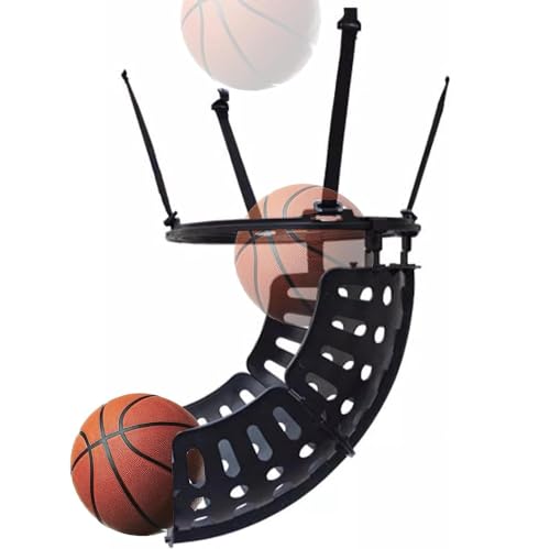 Tragbarer Basketball-Ball-Returner, PP-Kunststoff-Schusstrainer-Ausrüstung, Um 360° Drehbar, Zeitsparende Schussform, Schwarz, Einfache Einrichtung von QIANMEI