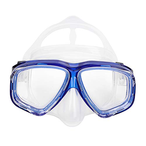 Einstellbar Taucherbrille für Erwachsene Tauchermaske silikon Schwimmbrille mit Anti-Fog und UV Schutz Schnorchelmaske Frauen Männer mit klarem Glas Anti-Leck ideal für Tauchen Schnorcheln Schwimme von Qchomee