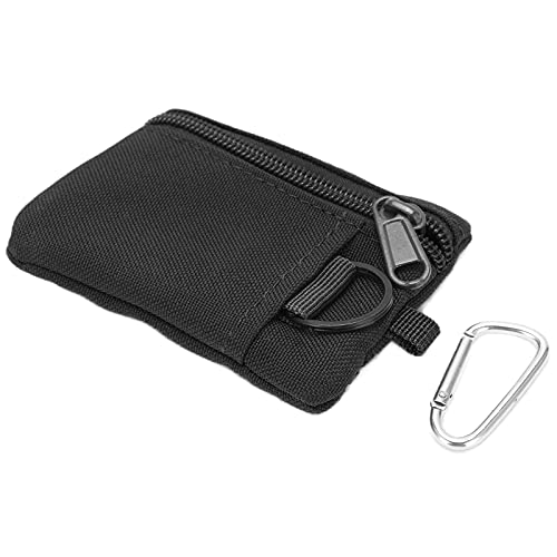 Qiilu Tactical Molle Pouch Bag Outdoor EDC Molle Pouch Wallet Mini Tragbares Schlüsselkartenetui EDC Pouch Bag Geldbörse mit Karabiner (Schwarz) von Qiilu