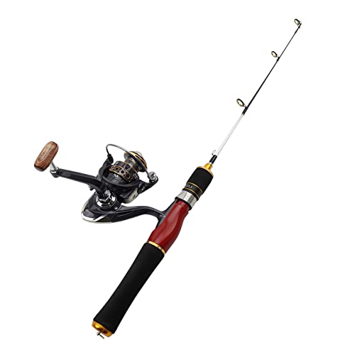 Angelrute 58 cm Winter Angelrute Reel Combos Carbon Spinning EIS Angelrute und Reel Set Anfänger Angelrute Tackle Angel (Color : Red Rod Reel, Size : 58cm) von Qlinewe-54
