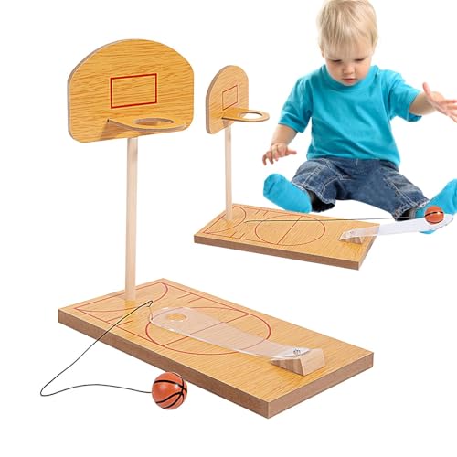 Desktop-Mini-Basketballspiele,Tisch-Mini-Basketballspielset,Robustes Mini-Basketball-Set aus Holz | Interaktives Miniaturspielzeug, tragbarer Spaß für alle Altersgruppen von Qutalmi