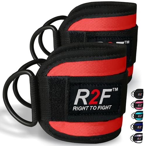 R2F Gepolsterte Fußschlaufen, Pack of 2, Fitness Training Kabelmaschine, Knöchelriemen für Männer & Frauen von R2F RIGHT TO FIGHT