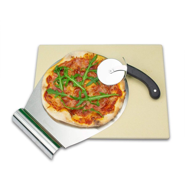 RADOLEO® Pizzastein L aus Cordierit | Premium Set 3-tlgl | 38x30cm ... von RADOLEO