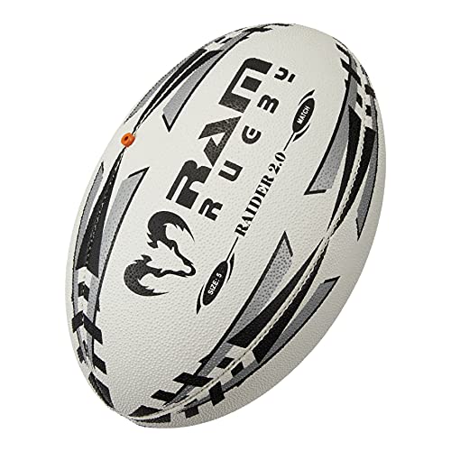 RAM Rugby Matchball Spitzenprodukt England - 3D- Grip - Handgenäht - Ultimate Passing (4, Schwarz) von RAM Rugby