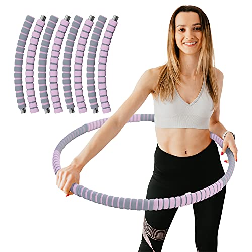 Hula Hoop Fitness Reifen Edelstahl 8 Teile gepolstert befüllbar Grau Pink von RAMROXX