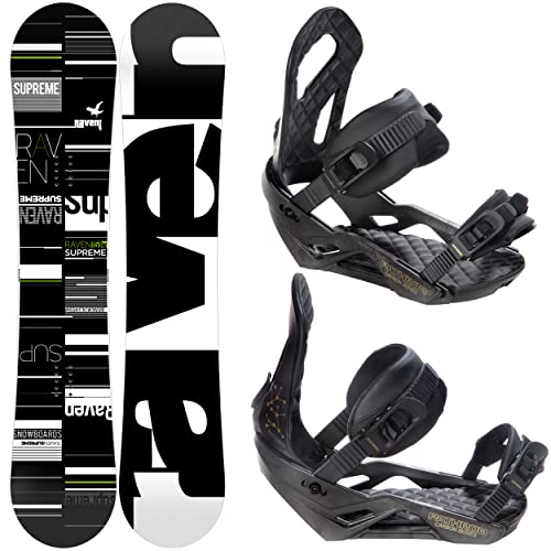 RAVEN Snowboard Set: Snowboard Supreme Black/Green + Bindung Pathron at, CT oder Rage MP180 (157cm, Pathron CT S/M (40-43)) von RAVEN