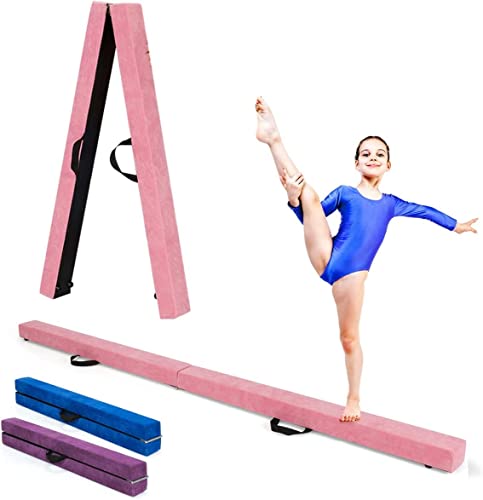 RELAX4LIFE Gymnastikbalken, faltbar, 210 cm, aus Finette mit erhöhten Füßen, tragbarer Bodenbalken mit Tragegriffen, Gymnastik, Material für Kinder und Erwachsene (Rosa) von RELAX4LIFE