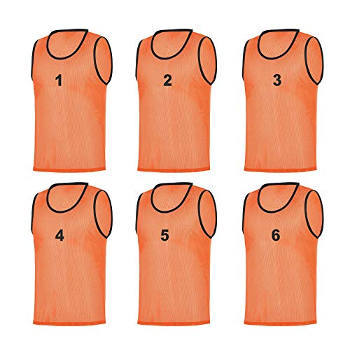 RHINOS sports 6 Leibchen nummeriert 1-6, Größe:L, Farbe:orange von RHINOS sports