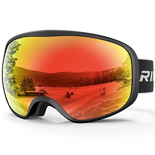 RIOROO Skibrille, Snowboard Brille für Brillenträger Herren Damen Erwachsene Jugendliche Doppel-Objektiv 107% UV-Schutz Kompatibler Helm Anti Fog Skibrillen für Skifahren Motorrad Fahrrad Skaten von RIOROO