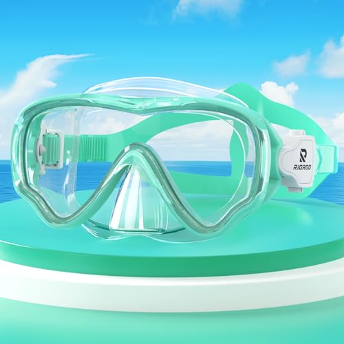 RIOROO Taucherbrille Kinder, Nebel- und Lecksichere Tauchermaske mit Nasenmaske, 180° High-Definition Panorama-Brille, Schwimmbrille für Jungen, Mädchen und Jugendliche im Alter 4-14 von RIOROO
