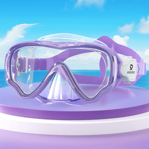 RIOROO Taucherbrille Kinder, Nebel- und Lecksichere Tauchermaske mit Nasenmaske, 180° High-Definition Panorama-Brille, Schwimmbrille für Jungen, Mädchen und Jugendliche im Alter 4-14 von RIOROO