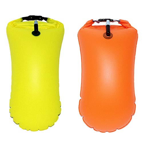 RIYAN Schwimmboje und Drybag für offene Wasserschwimmer, 2 Stück (Gelb und Orange) von RIYAN