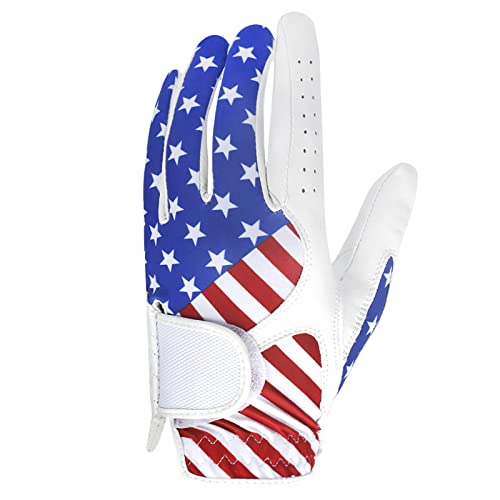 RUIXIA Männer Golf Handschuh Linkshänder Golfhandschuhe mit USA-Flagge weich atmungsaktiver Outdoor-Sport Golfhandschuhe von RUIXIA