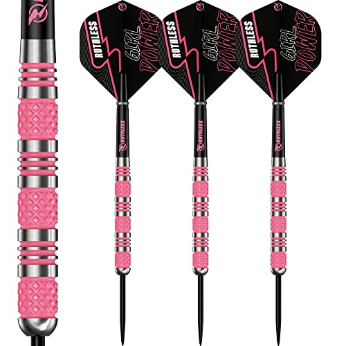 RUTHLESS RX Girl Power Dart-Set | 90% Wolfram-Stahlspitze | gerändeltes Pink, Standard, 24 g (D6105) von RUTHLESS
