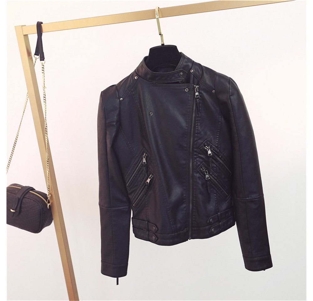 RUZU UG Lederblazer Damen-Jacke aus Kunstleder, Motorrad-Reitjacke mit Reißverschluss (1-tlg) von RUZU UG