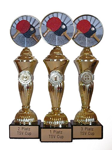 RaRu Tischtennis-Pokale (3er-Serie) mit Wunschgravur von RaRu