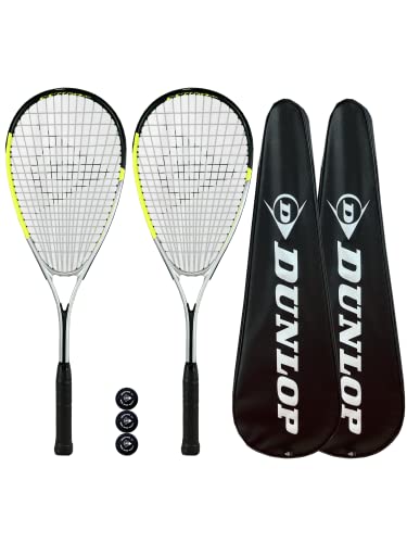 Dunlop Hyper Lite Pro Squashschläger, Doppelpack, inkl. Schutzhüllen und 3 Squashbälle, 2 Stück von Racketworld