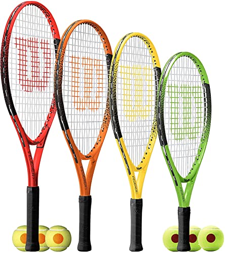 Wilson Federer Junior Tennisschläger & 3 Tennisbälle (48,3 cm - 63,5 cm für Kinder von 2 bis 10 Jahren) (53,3 cm & 3 Starterbälle (Alter 5–6)) von Racketworld
