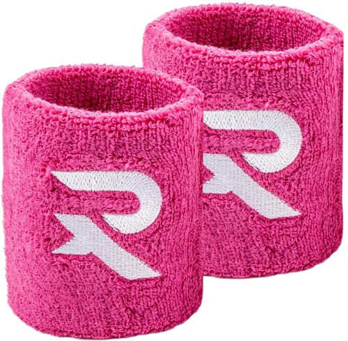Raquex Baumwoll Schweißbänder (2er) - Weiches, dehnbares Baumwollmaterial, eng anliegend. Unisex-Schweißbänder (Rosa) von Raquex