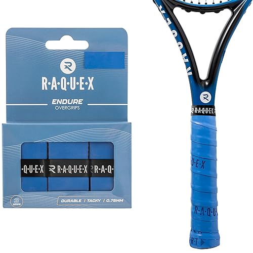 Raquex Endure Übergriffband für Schläger – 3er Pack Übergriffband für Schläger, 0.75 mm Dicke – Anti-Rutsch Übergriffband für Tennis-, Badminton-, Squashschläger, Padel (Marineblau) von Raquex