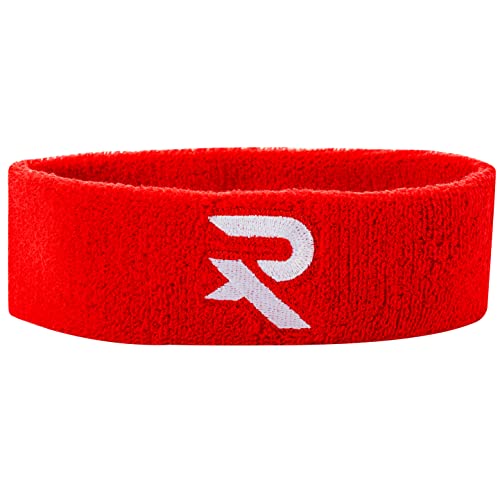 Raquex Stirnband aus Baumwolle – weiche und saugfähige Schweißbänder für Sport, Laufen und Fitness Baumwolle dehnbares Material (rot) von Raquex