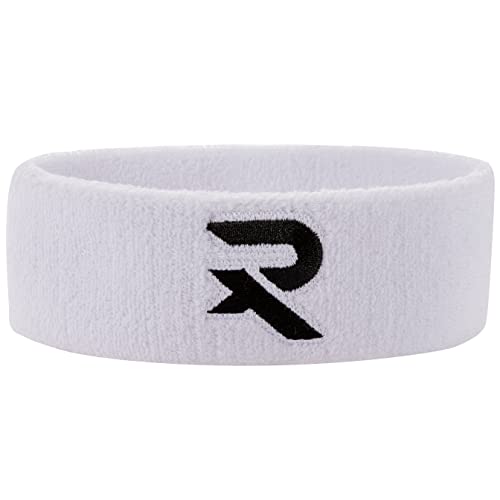 Raquex Stirnband aus Baumwolle – weiche und saugfähige Schweißbänder für Sport, Laufen und Fitness Baumwolle dehnbares Material (weiß) von Raquex