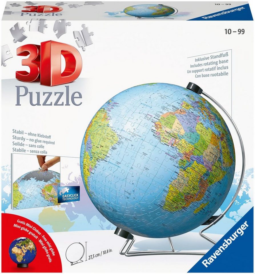 Ravensburger Puzzleball Globus in deutscher Sprache, 540 Puzzleteile, Made in Europe, FSC® - schützt Wald - weltweit von Ravensburger