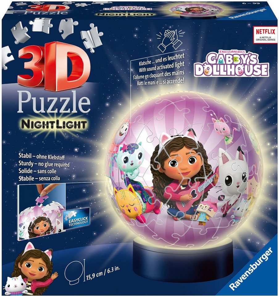 Ravensburger Puzzleball Nachtlicht Gabby's Dollhouse, 72 Puzzleteile, Made in Europe von Ravensburger