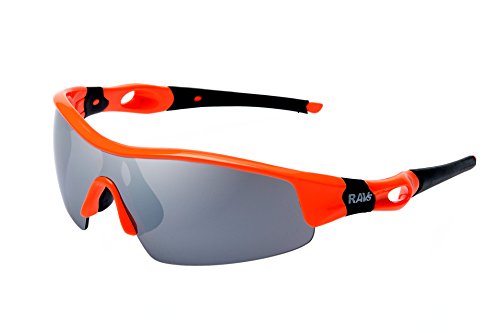 Ravs Rennradbrille, Radbrille, Fahhradbrille Sportbrille Sonnenbrille, Gravelbike (Orange-Glas grey) von Ravs