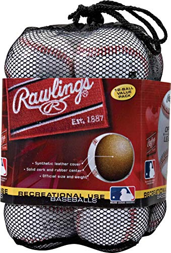 Rawlings OLB3BAG12 Baseballs, offizielle Ligabälle für die Freizeitnutzung, 12 Stück, Weiß von Rawlings