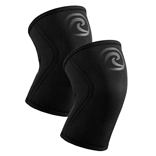 Rehband Kniebandage für Kraftsport & Fitness - Kniebandage 7mm Neopren, flexibel & rutschfest, Knee Sleeve für Männer & Damen, Farbe:Carbon/Schwarz - 1 Paar, Größe:L von Rehband
